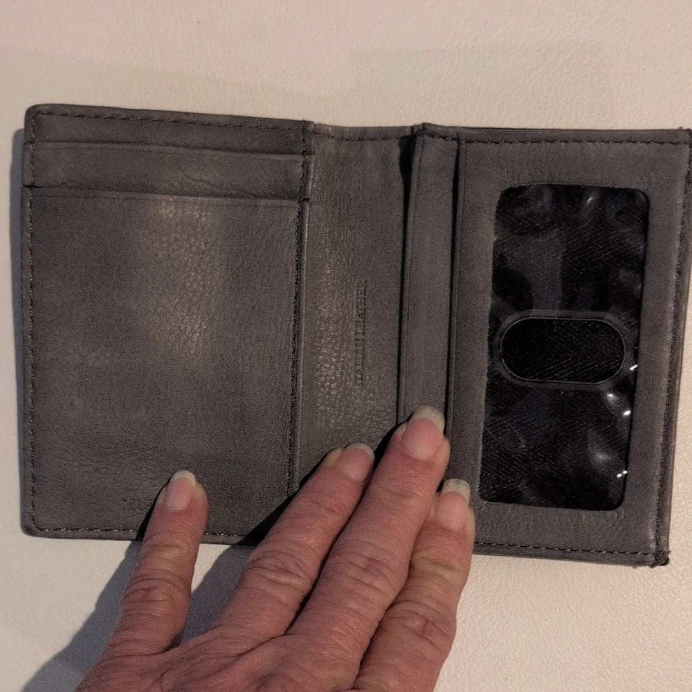 Black & Gray Italian Leather Card Holder